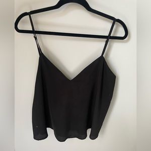 Black v neck flowy cropped tank top - size L